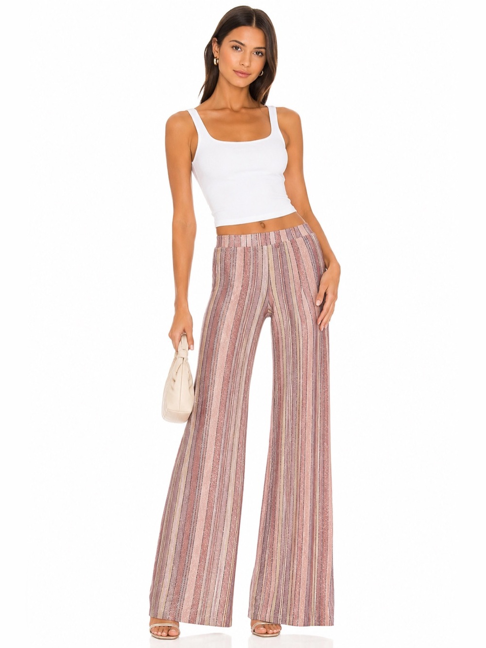 Marciano Striped Wide Leg Pants Pink Multi - Picture 2 of 8